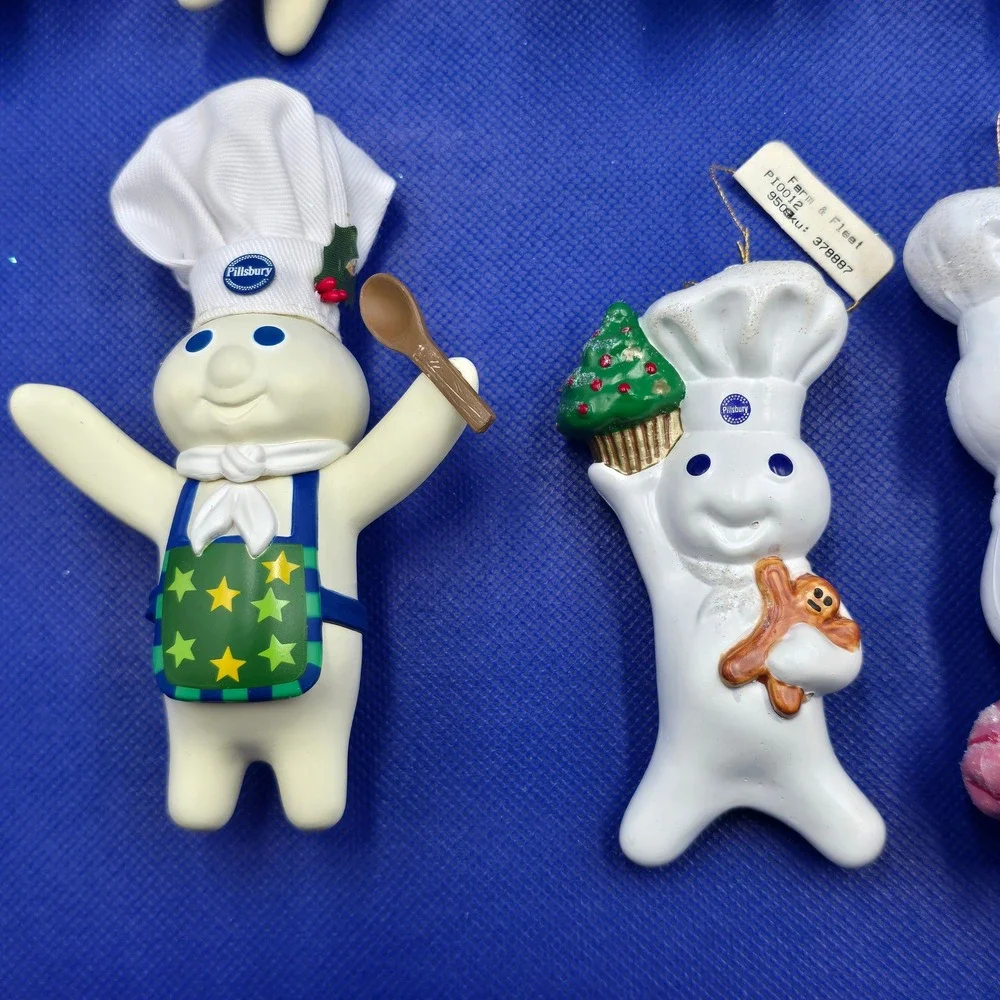 Vintage 2000s Pillsbury Doughboy Christmas Ornament Lot 11pc Holiday‎ Light up